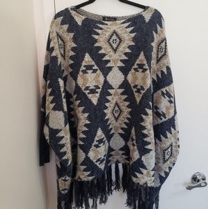 Tribal print Poncho Sweater